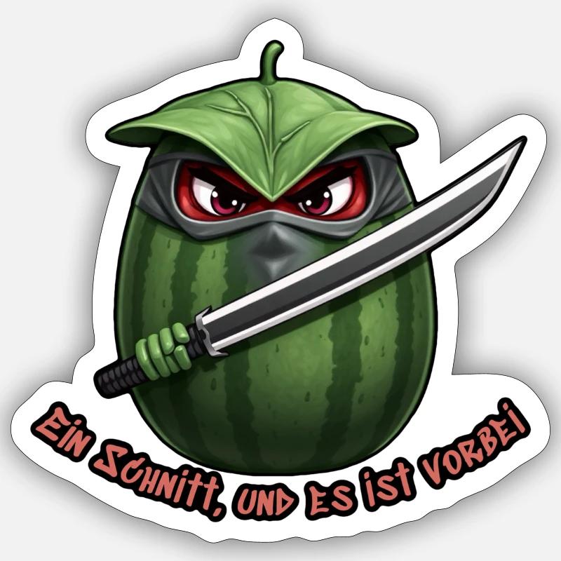 Lame Ninja Pastèque - Sticker taille S (10 x 10 cm) - blanc mat