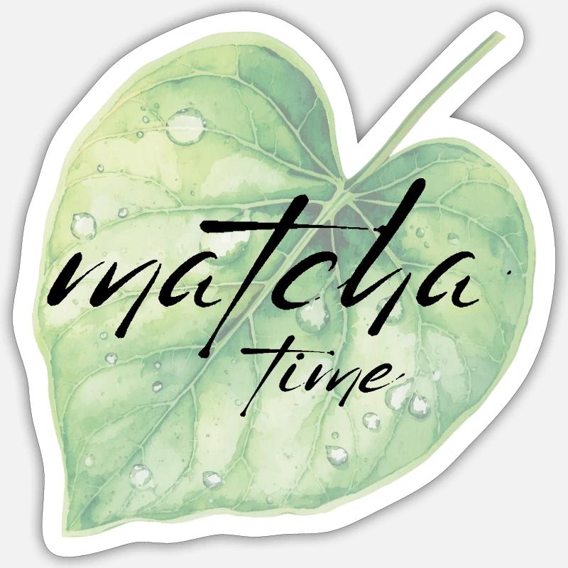 Matcha, Leaf, Green, Time Sticker size S (10 x 10 cm)