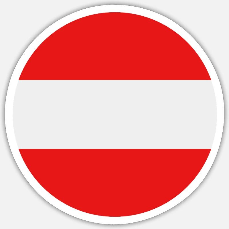Drapeau rond de l’Autriche - Sticker taille S (10 x 10 cm) - blanc mat