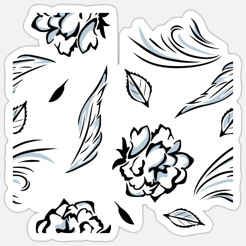 Seamless_pattern_with_roses - Sticker Größe S (10 x 10 cm) - Mattweiß