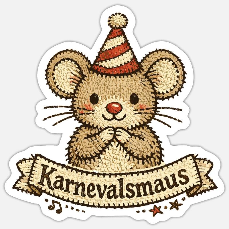 Souris de carnaval Mignonne Weiberfastnacht Cologne - Sticker taille S (10 x 10 cm) - blanc mat