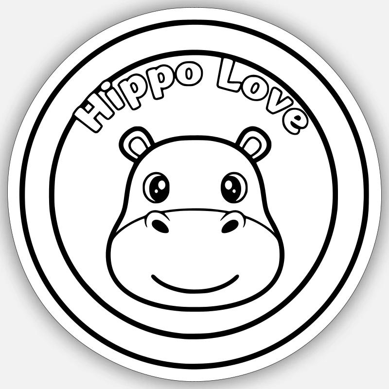Hippo Love Nilpferd Logo - Sticker size S (10 x 10 cm) - white matte