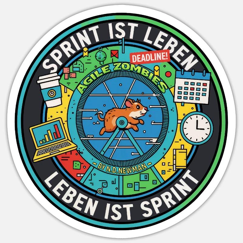 Le sprint, c’est la vie : des zombies agiles dans la roue des hamsters Sticker taille S (10 x 10 cm)
