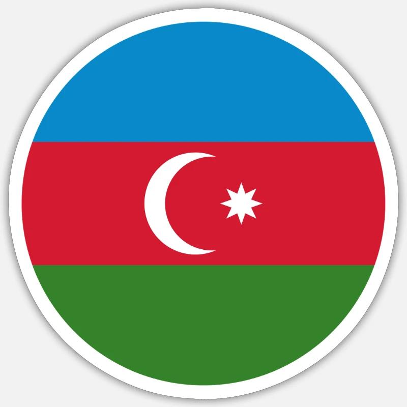 Drapeau rond de l’Azerbaïdjan - Sticker taille S (10 x 10 cm) - blanc mat