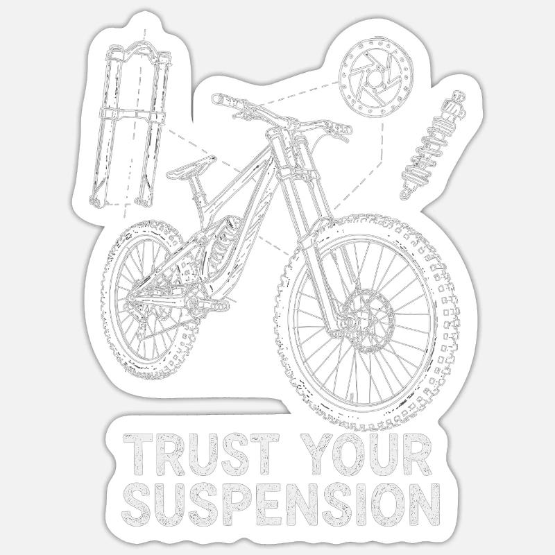 Downhill MTB Exploded Drawing – Suspension Art Sticker size S (10 x 10 cm)