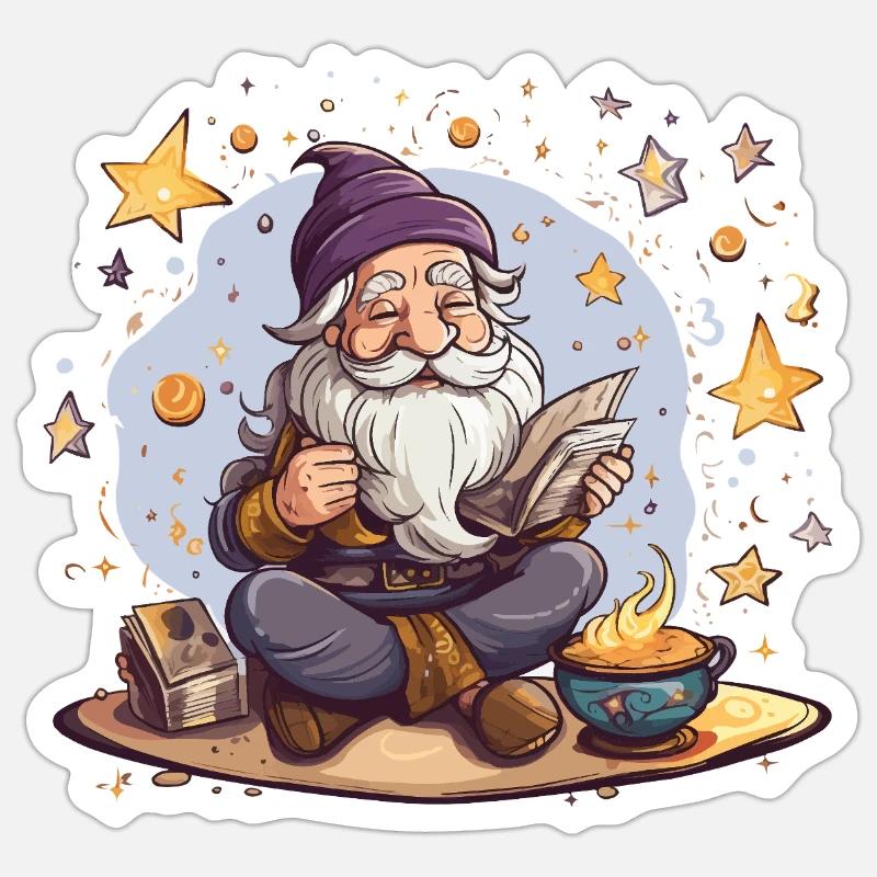 Gnome en lecture chez Starfire - Sticker taille S (10 x 10 cm) - blanc mat