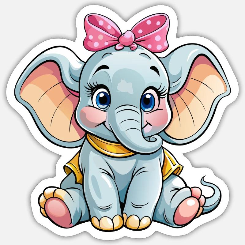 Bébé éléphant - Sticker taille S (10 x 10 cm) - blanc mat