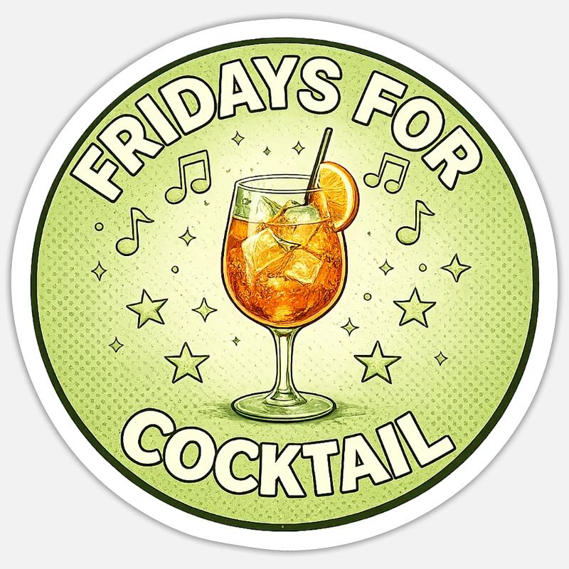 Friday Cocktail Retro Design - Sticker size S (10 x 10 cm) - white matte
