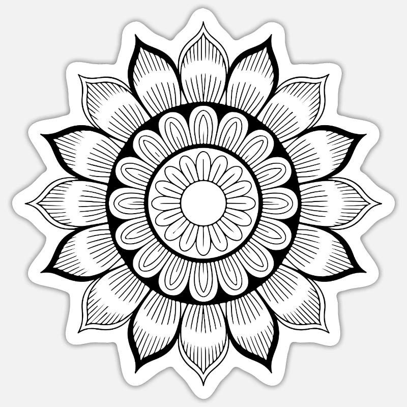 Mandala - Sticker taille S (10 x 10 cm) - blanc mat