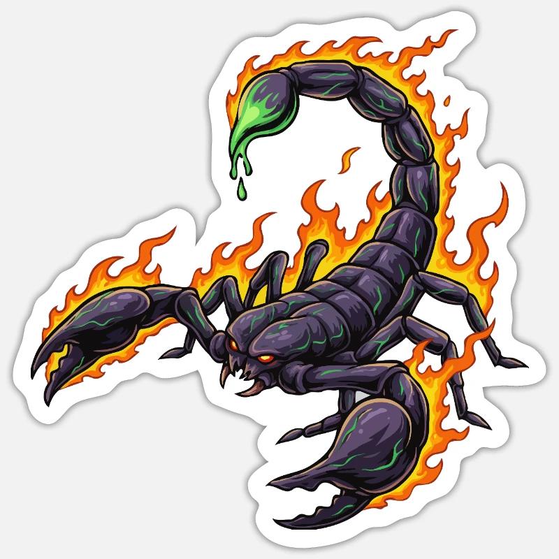 Scorpion with fire - Sticker size S (10 x 10 cm) - white matte