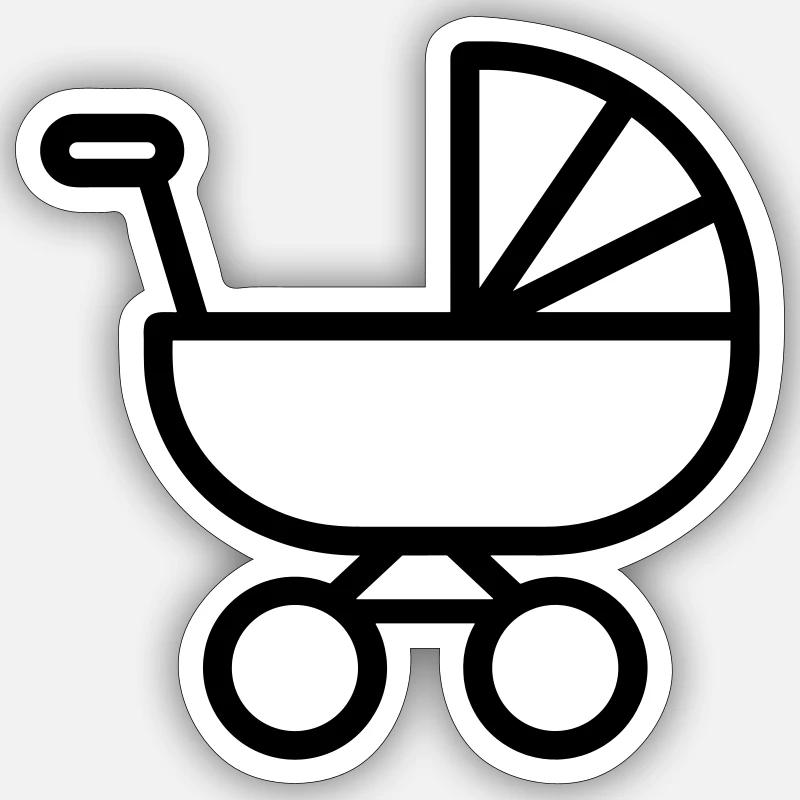 stroller_-1-stroller - Sticker size S (10 x 10 cm) - white matte