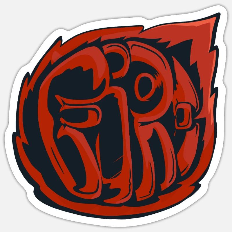 Fire, graffiti - Sticker size S (10 x 10 cm) - white matte