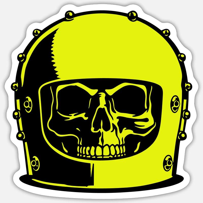 Skull Helmet Popart - Sticker size S (10 x 10 cm) - white matte