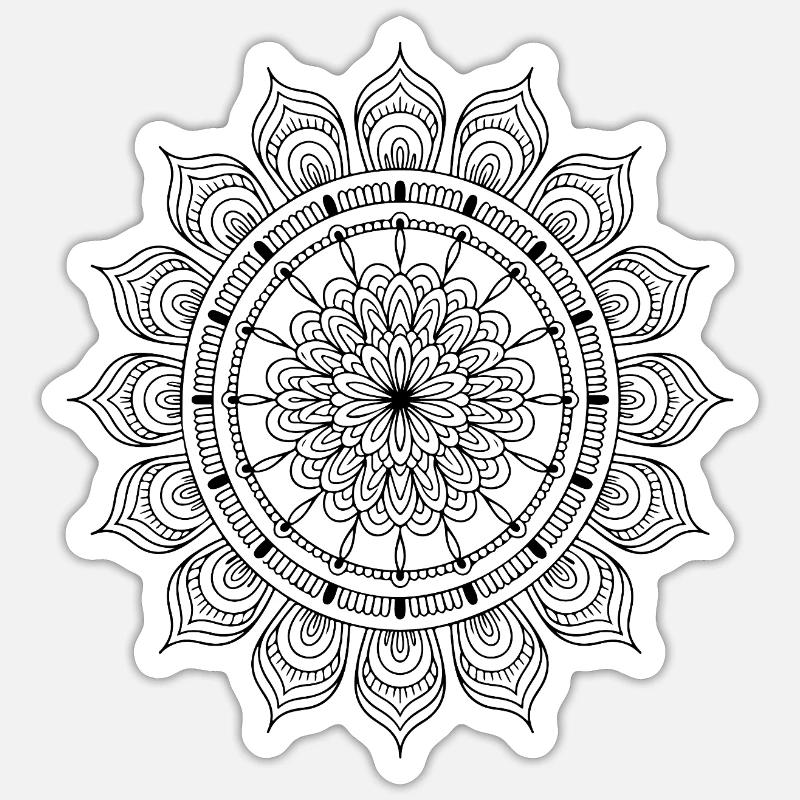 mandala - Sticker taille S (10 x 10 cm) - blanc mat