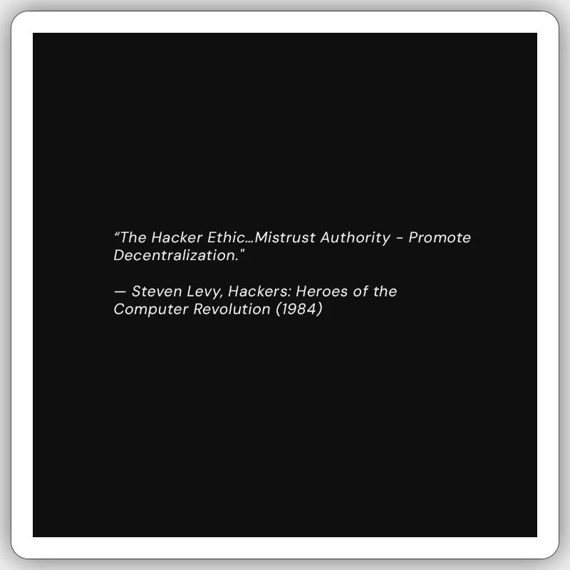 Hacker Ethics Quote on Black - Sticker size S (10 x 10 cm) - white matte