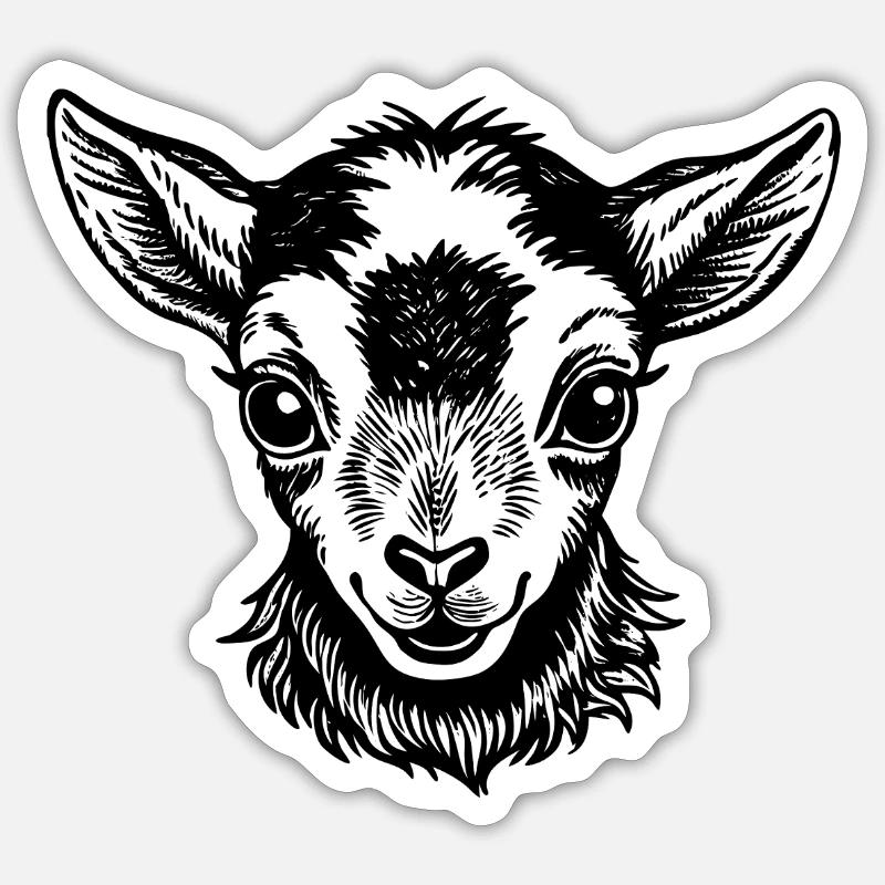 Visage de chevreau bébé Sticker taille S (10 x 10 cm)