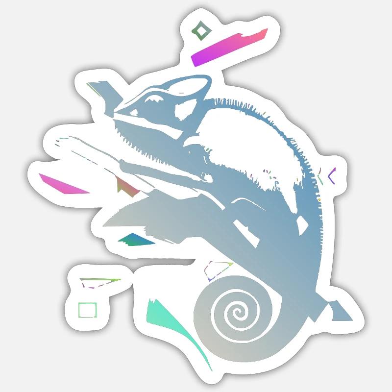 Spiral Chameleon in Neon Gradient - Sticker size S (10 x 10 cm) - white matte