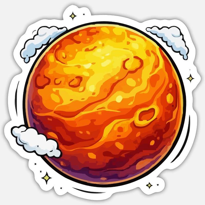 Glowing Mars Neon Planet - Sticker size S (10 x 10 cm) - white matte