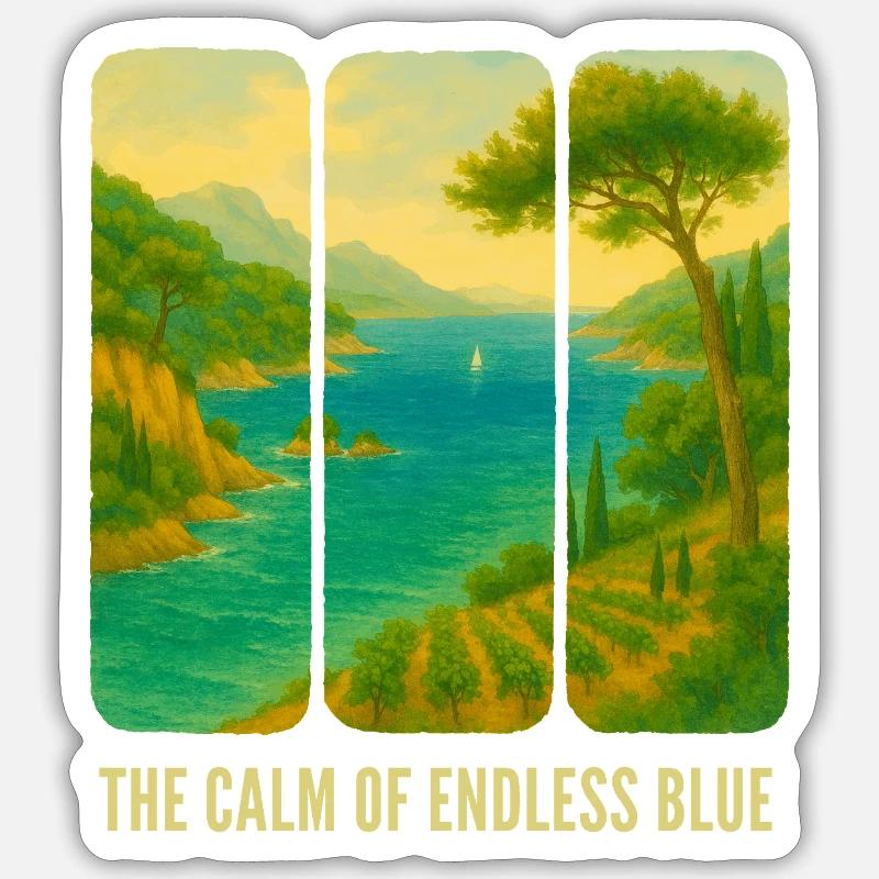 Le calme de l’horizon bleu - Sticker taille S (10 x 10 cm) - blanc mat