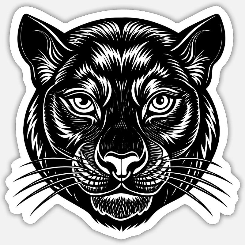 Visage de panthère - Sticker taille S (10 x 10 cm) - blanc mat