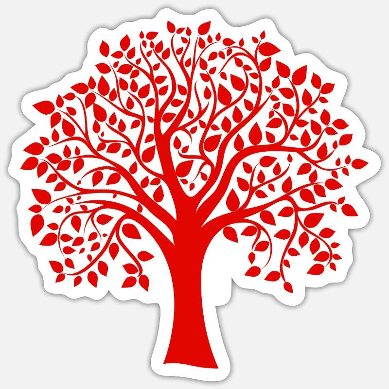 Base Red Jumbo Tree Print Silhouette - Sticker size S (10 x 10 cm) - white matte