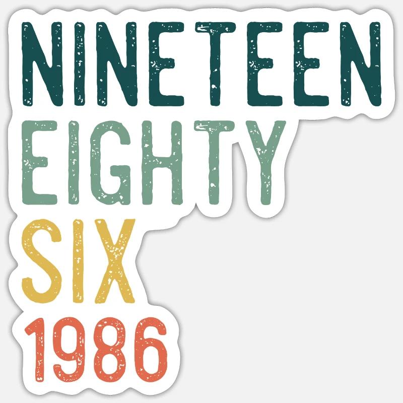 Nineteen Eighty-Six Retro - Sticker Größe S (10 x 10 cm) - Mattweiß
