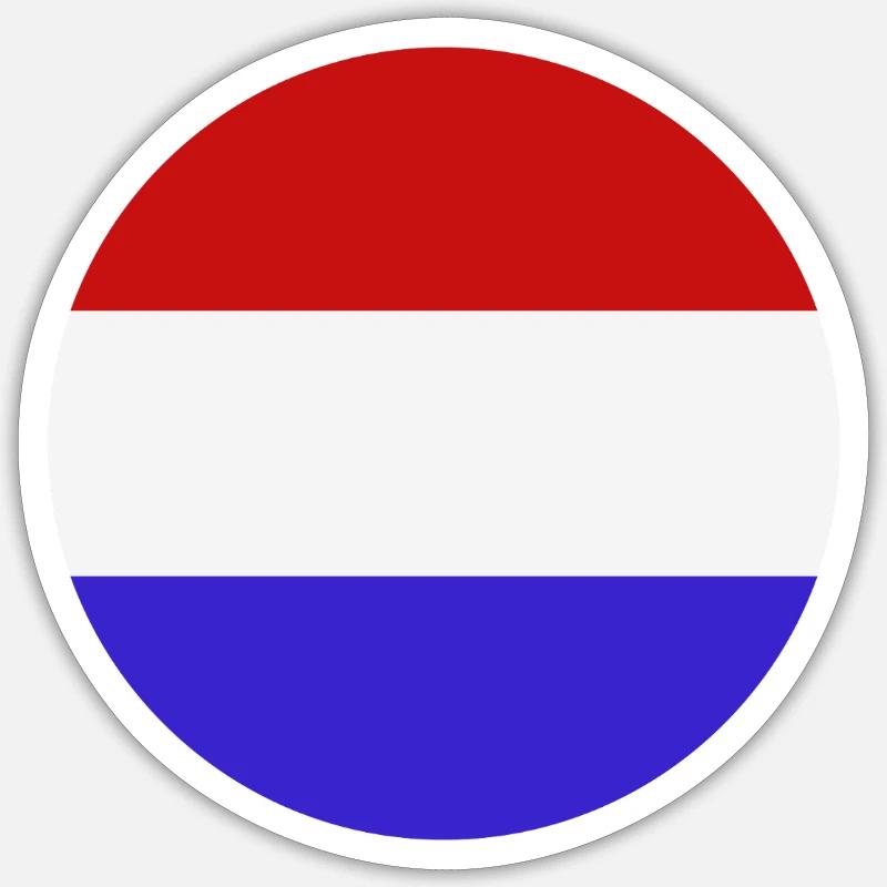 Drapeau rond des Pays-Bas - Sticker taille S (10 x 10 cm) - blanc mat