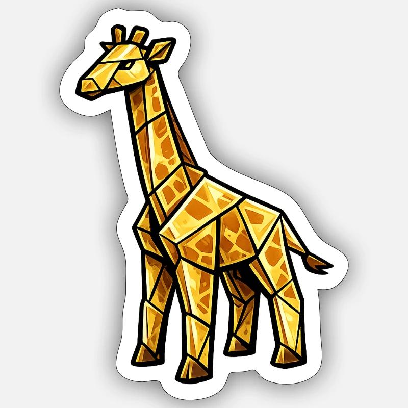 Girafe de géométrie dorée - Sticker taille S (10 x 10 cm) - blanc mat