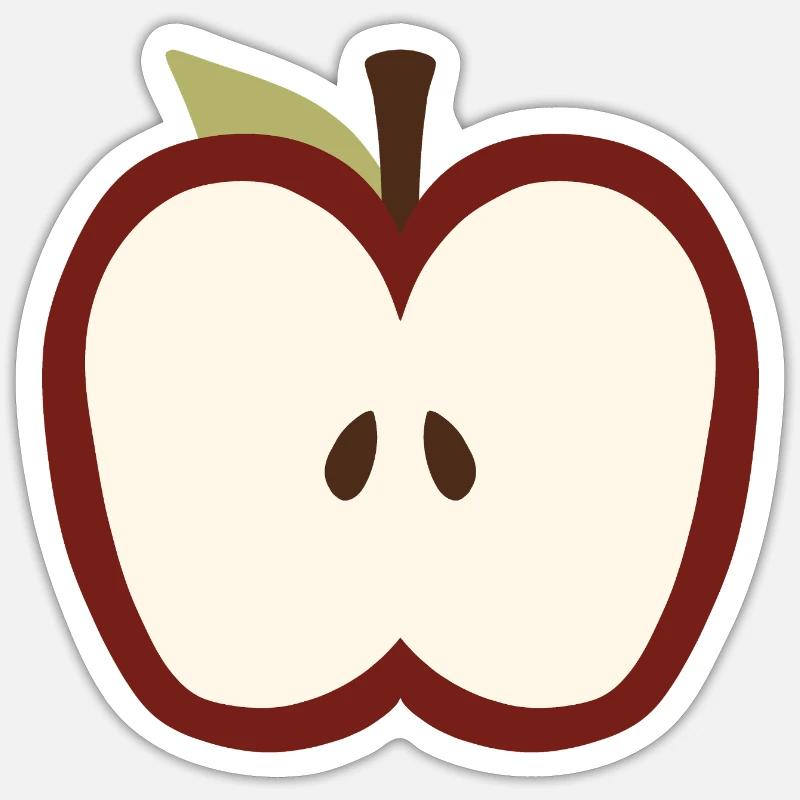 Cute Half-Apple Face Emblem - Sticker size S (10 x 10 cm) - white matte