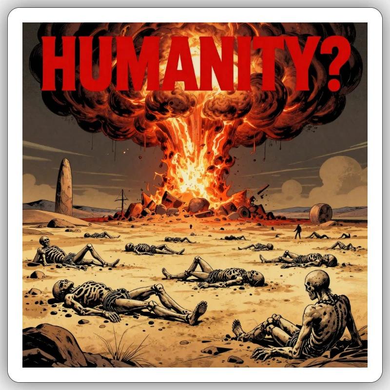 L’humanité atomique ? - Sticker taille S (10 x 10 cm) - blanc mat
