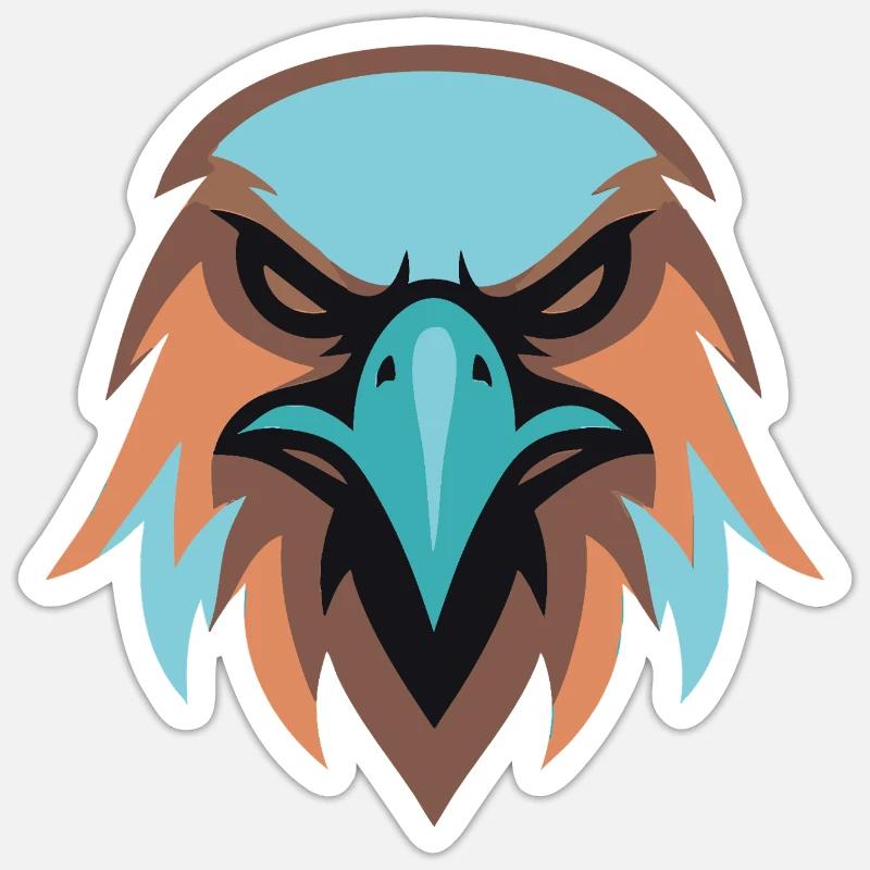 Eagle Head Turquoise Brown - Sticker size S (10 x 10 cm) - white matte
