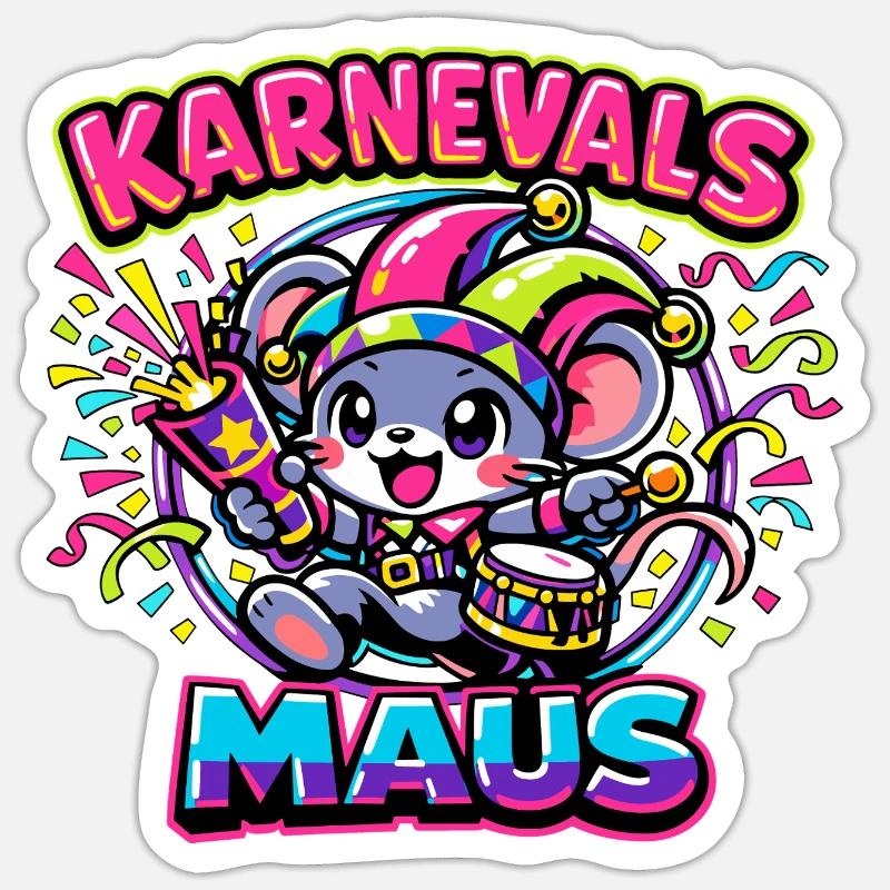 Carnival Mouse Carnival Costume - Sticker size S (10 x 10 cm) - white matte