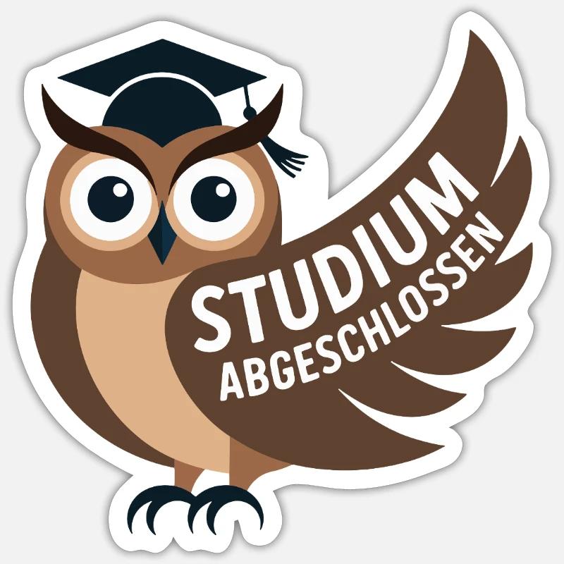 Eule - Studies completed - Sticker size S (10 x 10 cm) - white matte