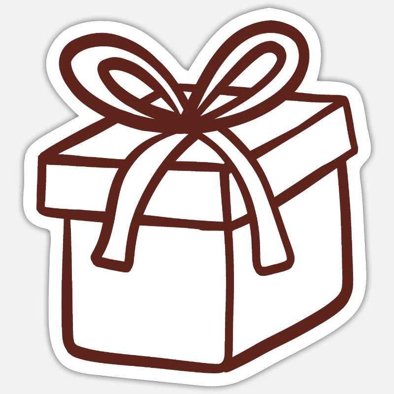 Rustikale handgezeichnete Geschenkbox - Sticker Größe S (10 x 10 cm) - Mattweiß