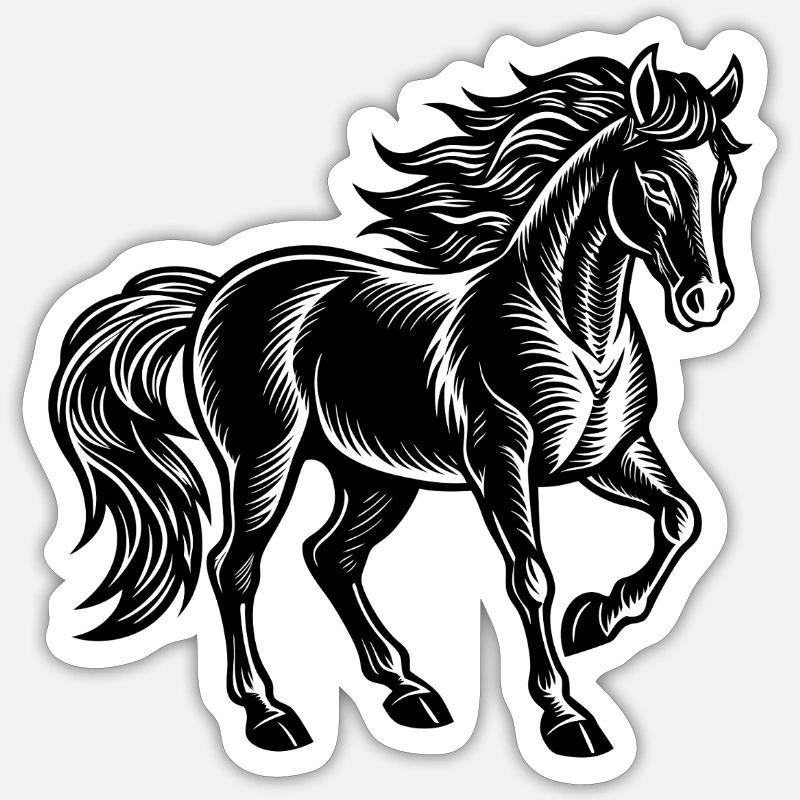 Cheval - Sticker taille S (10 x 10 cm) - blanc mat