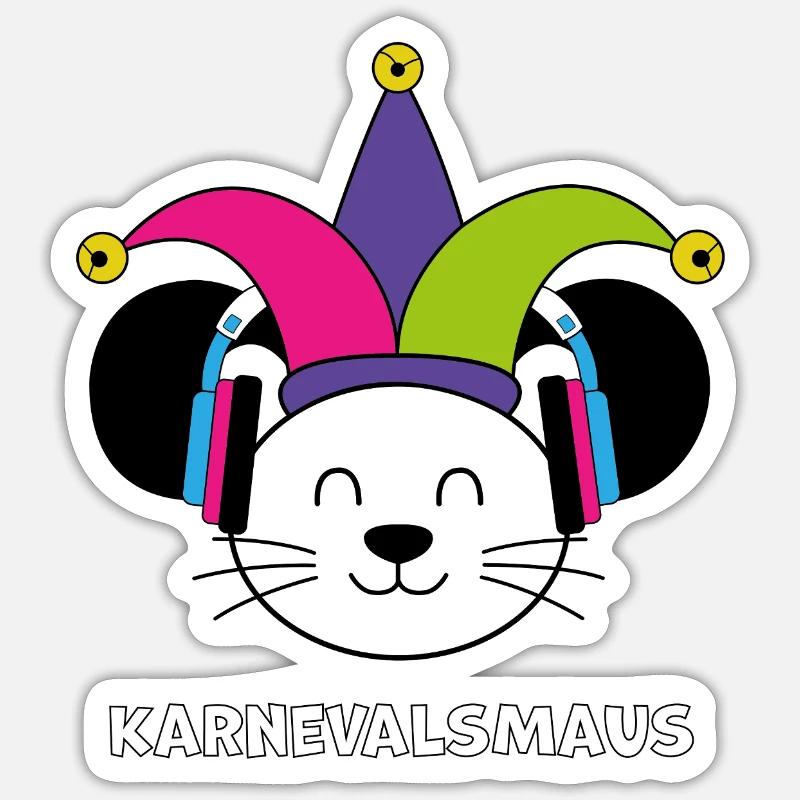 Souris de carnaval - Sticker taille S (10 x 10 cm) - blanc mat