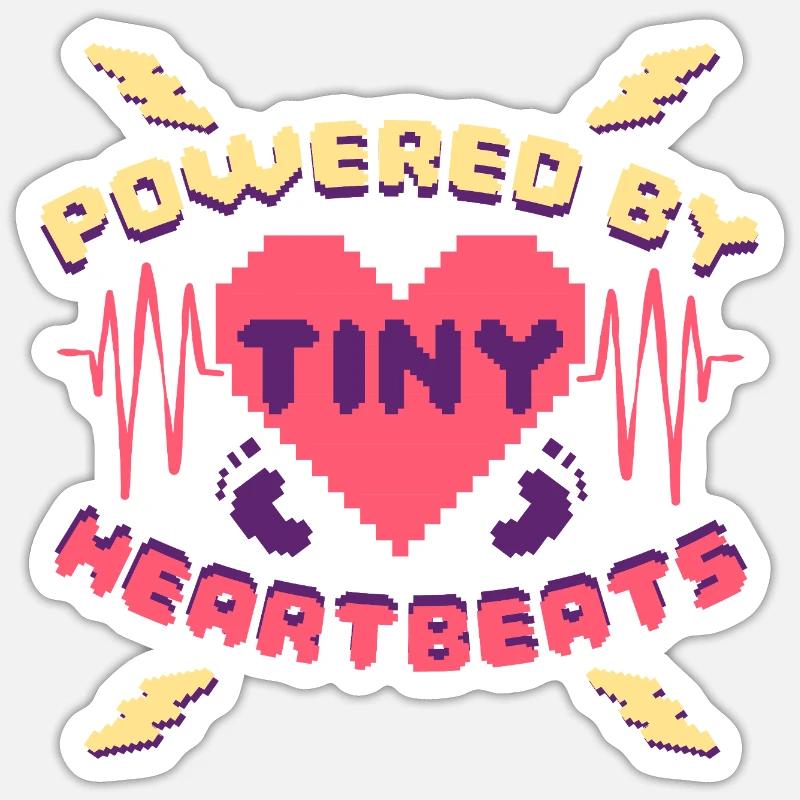 NICU Krankenschwester Powered By Tiny Heartbeats - Sticker Größe S (10 x 10 cm) - Mattweiß