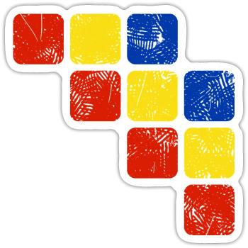 Farben Ornament Muster - Grundfarben - Sticker Größe S (10 x 10 cm) - Mattweiß - Vorne