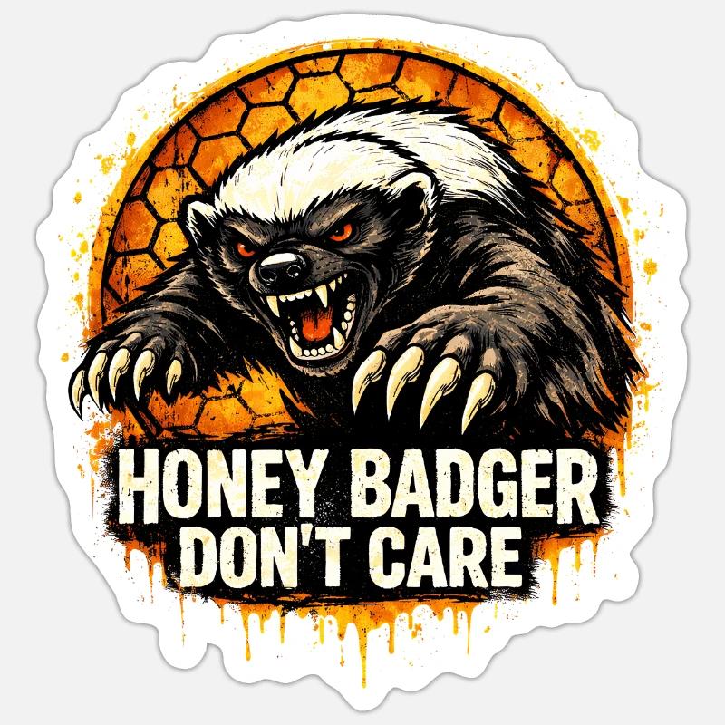 Honigdachs, das ist mir egal. - Sticker Größe S (10 x 10 cm) - Mattweiß