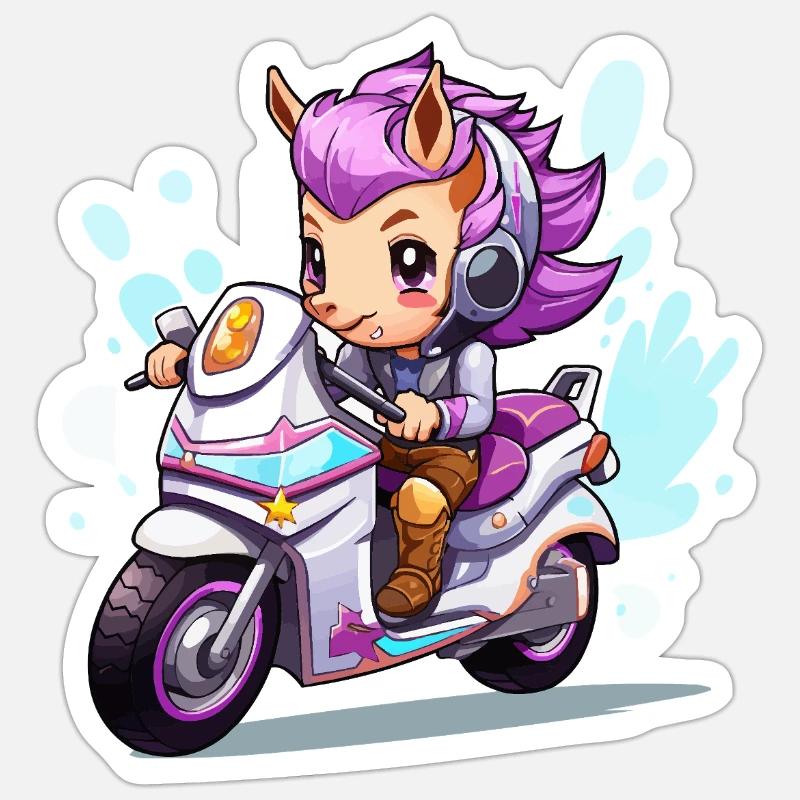 Chibi Motorradheldin Sticker Größe S (10 x 10 cm)
