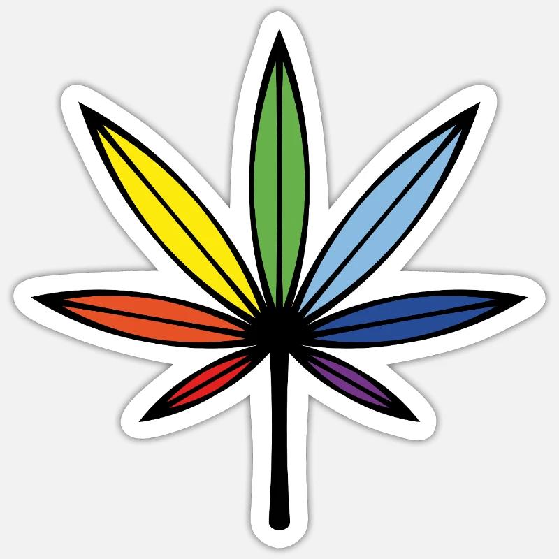 Cannabis / Marijuana / Hemp (Outline / Rainbow) - Sticker size S (10 x 10 cm) - white matte