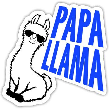 Papa Lama Cool Sonnenbrille Sitzend Lustig Tier - Sticker Größe S (10 x 10 cm) - Mattweiß - Vorne
