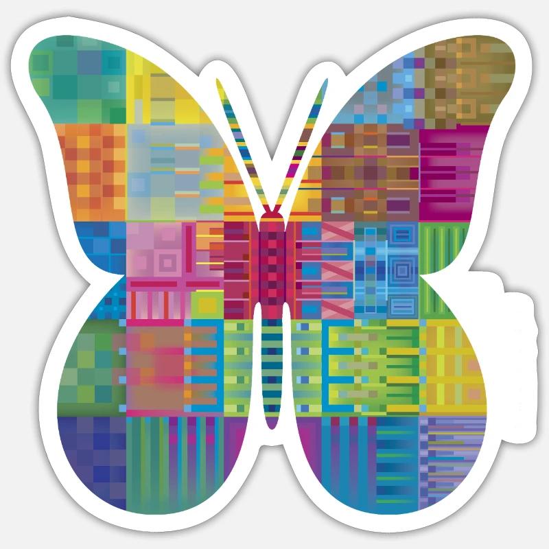Bunter Patchwork-Schmetterling Sticker Größe S (10 x 10 cm)