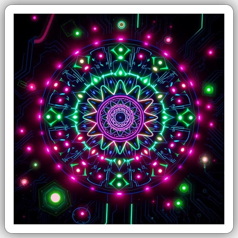 Neon Mandala Cyber Galaxy Pattern Sticker size S (10 x 10 cm)