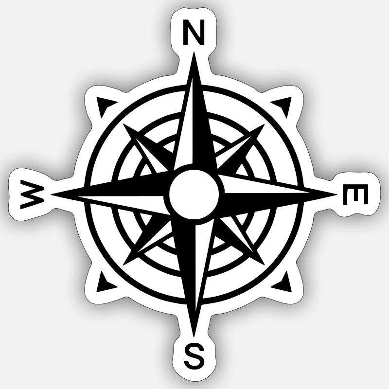 Kompass Windrose Navigation - Sticker Größe S (10 x 10 cm) - Mattweiß