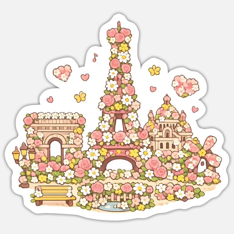 Monuments floraux de Parisland - Sticker taille S (10 x 10 cm) - blanc mat