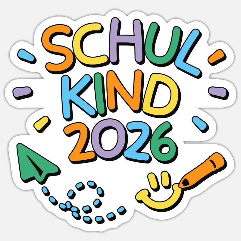 Schulkind 2026 Einschulung Schulanfang - Sticker Größe S (10 x 10 cm) - Mattweiß
