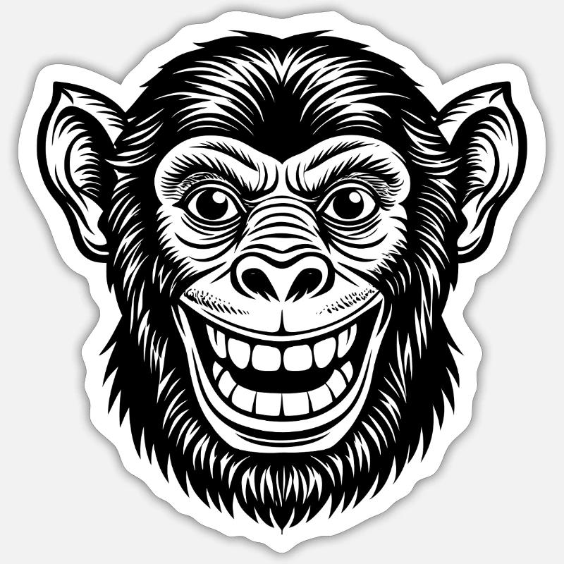 Monkey head - Sticker size S (10 x 10 cm) - white matte