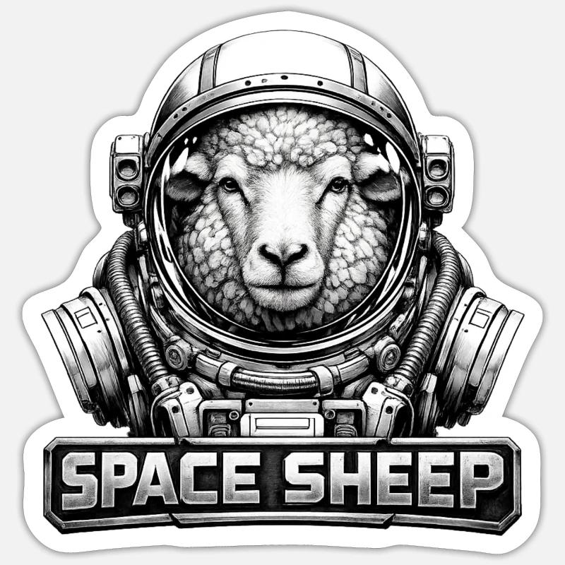 Astronaute mouton de l’espace - Sticker taille S (10 x 10 cm) - blanc mat