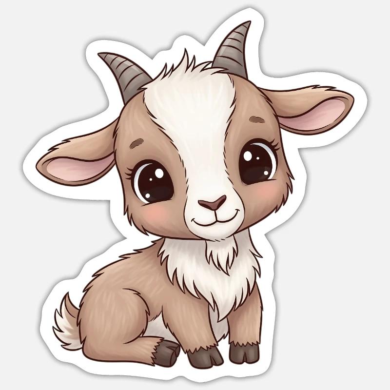 Dessin animé mignon de chevreau - Sticker taille S (10 x 10 cm) - blanc mat